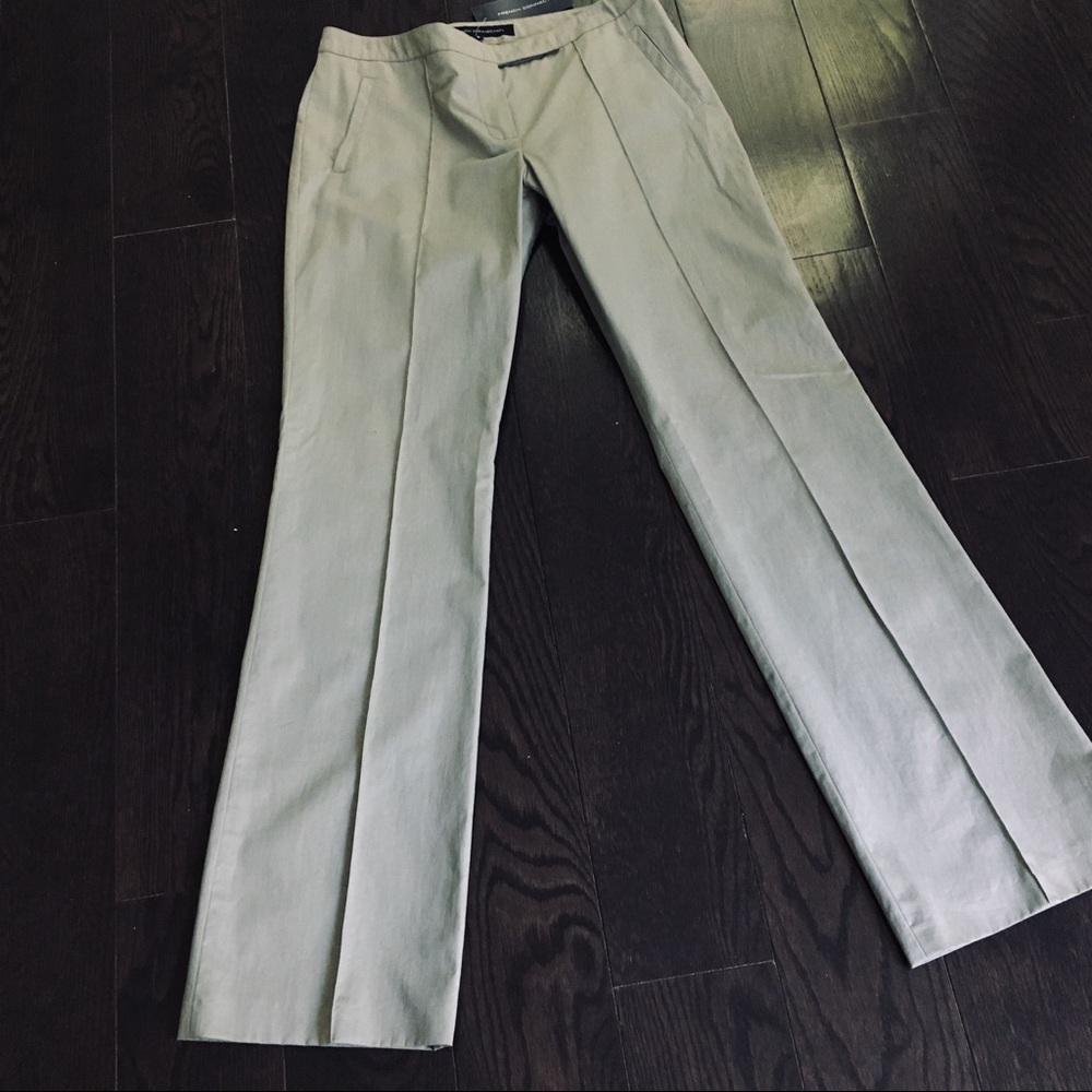 New French Connection Cotton Pants in Linden Green